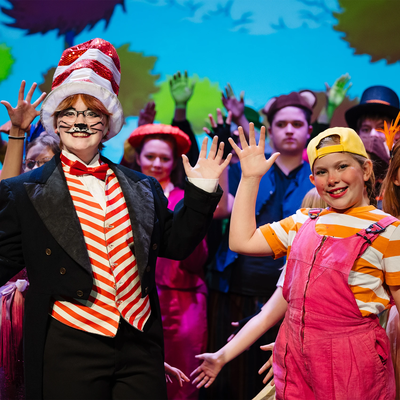 Children in a summer theatre academy program perform onstage at the Columbian Theatre in Wamego, KS.